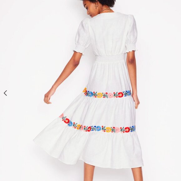 NEW Boden Anna Linen Tiered Midi Dress - Picture 4 of 5